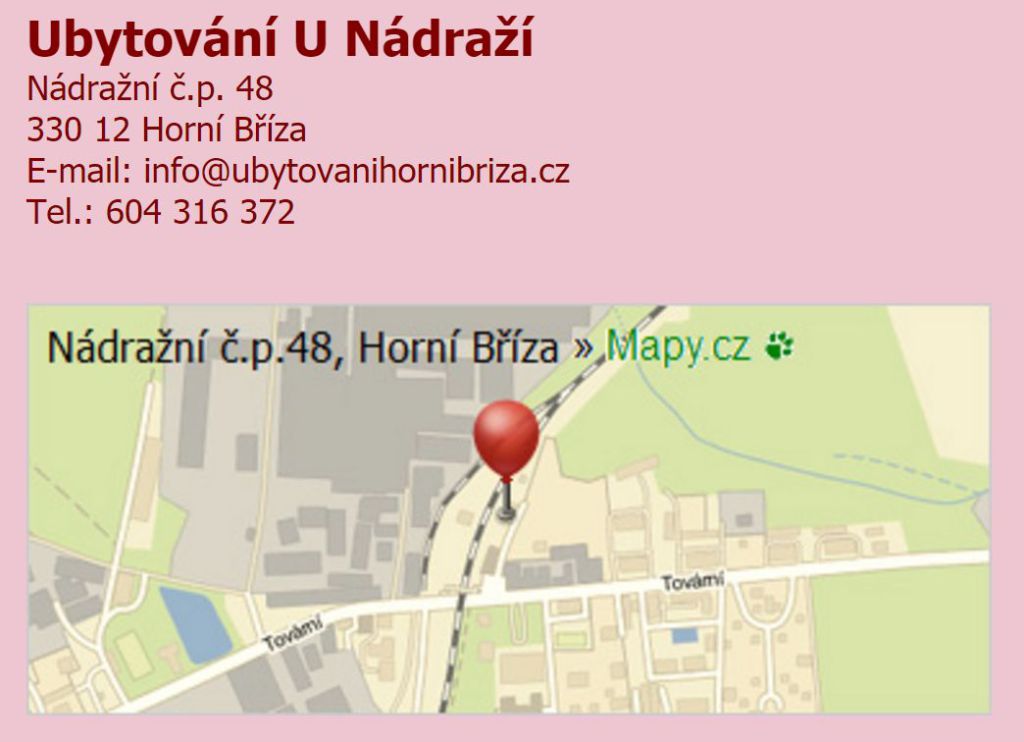 Ubytovna Plzeň – Horní Bříza ubytování U Nádraží
