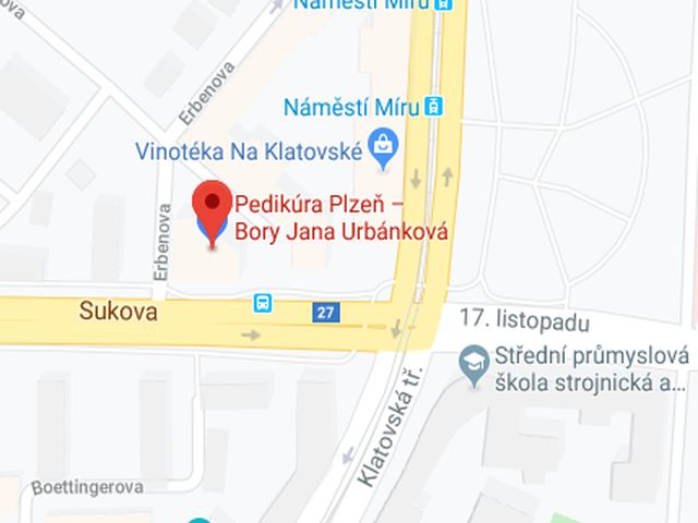 Navigovat po provozovny Pedikúra Jana Urbánková - Plzeň Bory